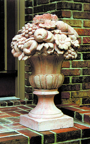 Salvaged Ornate Large Finial Urn With Fruit